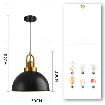 LED Pendant Light 30cm 1-Light E26/E27 Industrial Minimalist Style Decorative Pendant Light Single Design Metal Hanging Lamp Shade Bedroom Conference Room Bar Ceiling Lighting 110-240V