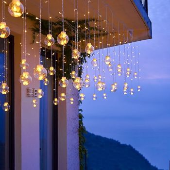 Solar Power Led Wishing Ball String Light Fairy Flexible Copper Wire String Curtain Light For Garden Yard Holiday Xmas Party Colorful Decor Lighting