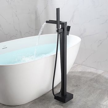 Bathtub Faucet - Minimalist Electroplated Free Standing Brass Valve Bath Shower Mixer Taps Durable Bathtub Faucet