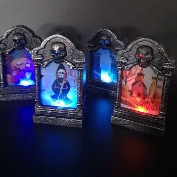 3/6 Pcs Halloween LED Graveyard Tombstones Halloween Headstone Light Skull Graveyard Lamp Halloween Decor Halloween Yard Headstone Spooky Haunted House Decoration