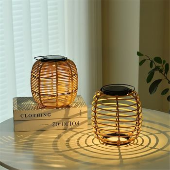 Solar Hand-Woven Laterns Garden Lawn Lamp Outdoor Waterproof Rattan Woven Landscape Garden Lamp Villa Homestay Decoration Lamp Atmosphere Lamp