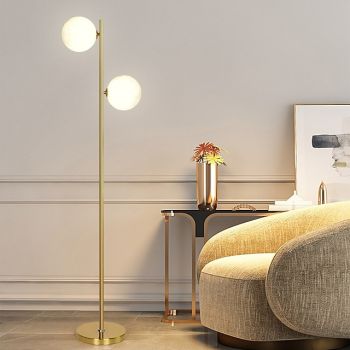 Sphere Living Room Floor Lamp, Mid-Century Modern 2 Sphere Pole Light for Bedroom, Bright LED Standing Lamp for Office, Modern Living Room Decor  110-240V
