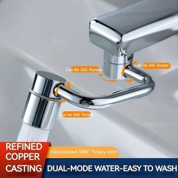 1pc Dual-Mode Rotating Faucet Connecter 360 Swivel, 2-Style Water Flow, Chrome Finish, Zinc Alloy, Easy Installation for Bathroom Sinks & Faucets, Classic Design, No Drinking Water Safe, Faucet for Foldable Faucet