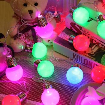 Christmas LED Bulb String Lights Battery Powered 1.5/3m 10/20LED Holiday Party Wedding Home Balcony Garden Outdoor Camping Landscape Decoration