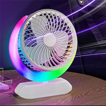 Desktop Fan with Night Light 3 Speeds Portable Table Fan USB Rechargeable Battery Powered Fan Personal Mini Fan Quiet Cooling Fan for Bedroom Office Outdoor Camping