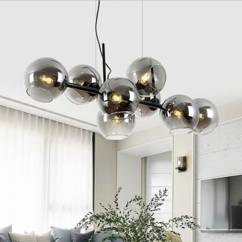 LED Pendant Light Island Light Black Bronze Copper Modern Nordic Dining Room Bedroom Chandelier Minimalist Living Room Magic Bean Glass Molecular Bubble Chandelier 110cm