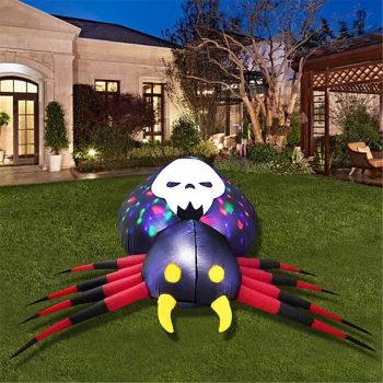 Inflatable Halloween Spider, Giant Black Blow Spider with LED Lights, 5.25 Feet After Inflation for Halloween Yard Decor, Indoor Outdoor Yard Lawn Decoration