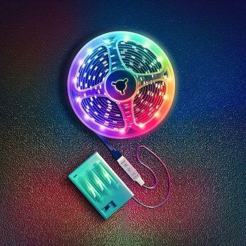 Waterproof USB LED Strip Lights RGB Color Changing 3.28-15FT Battery Powered LED Strip Lights Flexible Battery Operated LED Lights with 3 Keys IR Controller for Bedroom Desk Home Room TV Camping and DIY Decor