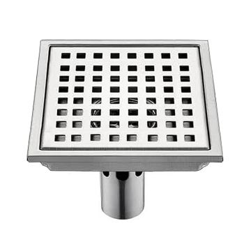 6 inch Square Shower Floor Drain Set, Removable Stainless Steel Cover Tile Insert Grate, Hair Catcher Strainer with Seal and Lifting Hook Bathroom Bathroom Accessories