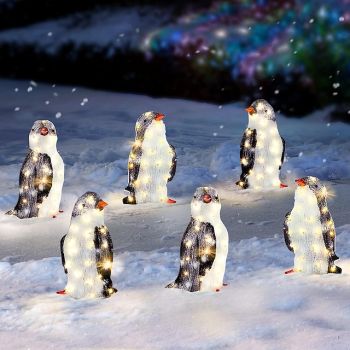 3pcs Christmas Garden Penguin Light Outdoor Decor Night Light 20LED Battery Powered Christmas Party Yard Pathway Winter Decoration