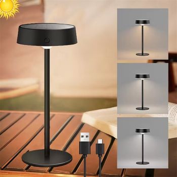 Outdoor Indoor  USB Solar Table Lamps Waterproof Cordless Desk Lamps Rechargeable Dimmable with 3 Color Temperature Small Touch Lamp  1PC