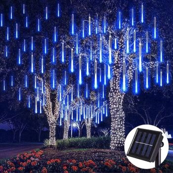 Outdoor Solar LED Meteor Shower Rain Lights Holiday String Lights Waterproof Garden Light 8 Tubes 144 Leds For Garden Tree Colorful  Decoration Landscape Lighting