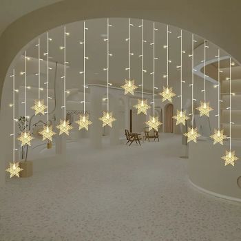 Christmas Snowflake LED Curtain String Lights 3.5M 96 LEDs, 8 Modes Icicle Fairy Lights for Indoor/Outdoor Christmas, Party & Home Decor EU/UA/AU/UK Plug