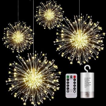 Outdoor String Lights Waterproof LED Hanging Starburst String Lights 150 LED Copper Fairy DIY Garland Lights Waterproof Multiple Modes Outdoor Twinkle Light