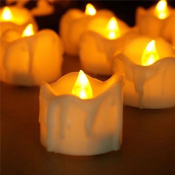 12/24Pcs Candles Light LED Tea Lights Flickering Flameless Warm White for Thanksgiving Party Lighting with Battery