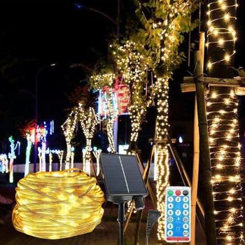 Waterproof Solar String Lights Outdoor 10/20M, 100/200 LEDs with Remote, 8 Modes Fairy Lights for Garden Wedding Tree Christmas Window Decoration