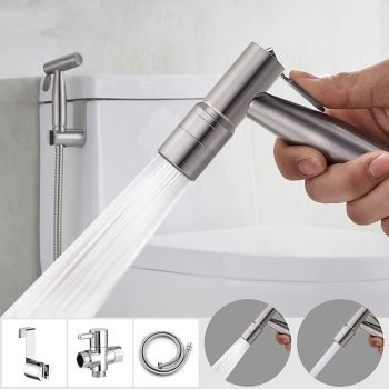Two Ways 304 Stainless Steel Toilet Handheld Shattaf Bidet Sprayer Shower Heads Set Shower Faucet Accessories Muslim Shower G1/2 or G7/8 Hygienic Wash
