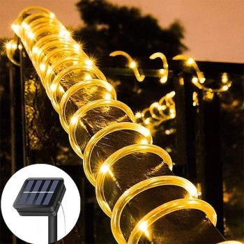 Solar Rope Lights Outdoor Waterproof Solar String Lights 12M 7M Solar Powered IP65 Rope Tube String Lights Lighting Fairy Flexible Lights 50/100 LEDs For Garden Garland Yard Lawn Fence