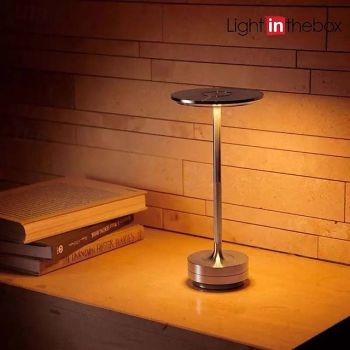 Aluminum Wireless Table Lamp Led Tri-color Touch Dimming Rechargeable Desktop Night Light LED Reading Lamp for Restaurant Hotel Bar Bedroom Decor Lighting