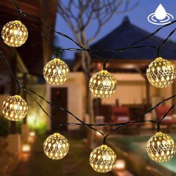 Elegant Wedding Party Reception Solar LED String Lights - Moroccan Ball Outdoor Garden Lights, Waterproof 10M-50LED, 7M-30LED, 5M-20LED Globe Lanterns for Home Decoration