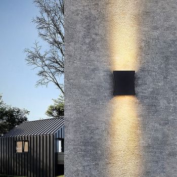 LED Outdoor Wall Light Warm White 1PCS/2PCS Acrylic Metal 10W Black Square Outdoor Wall Light Up And Down Lights for Garden Hallway Yard Wall Mount Fixtures 110-240V