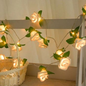 Rose Leaf Fairy String Lights 3M 20LEDs Battery Operation Valentines Wedding Holiday Party Home Garden Decoration