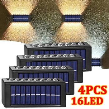 2/4pcs Solar Outdoor Wall Light Waterproof Garden Lights 16LED Porch Passage Fence Corner Lighting Courtyard Landscape Decoration