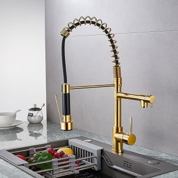 Spring Kitchen faucet,Golden Kitchen faucet, Pull-out  Pull-down Modern Kitchen Taps,Pull Down Kitchen Faucets 360 Swivel Sprayer