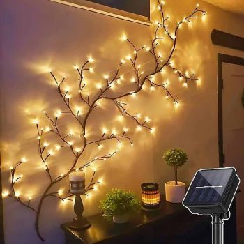 1 Pc Outdoor Solar Branch Light String 1.8M96 LED Beads Indoor and Outdoor Bedroom Restaurant Courtyard Garden Wedding Festival Party Atmosphere Decorative Light 8 Functions