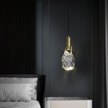 Crystal Pendant Light LED Modern Single Head Bedside Bar Dining Table Exhibition Hall Hotel Designer Restaurant Chandelier