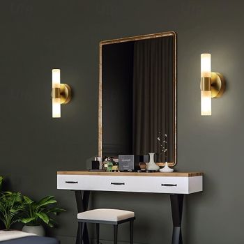 Indoor Wall Lamp LED Warm White Modern Brass Up Down Wall Sconce Decorative Light Fixture 110-240V 5W for Bedroom Bathroom Living Room