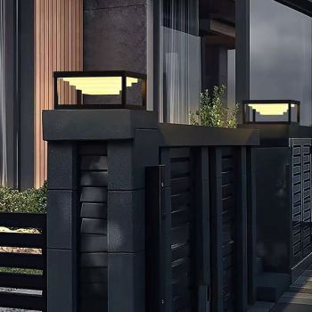 Outdoor Post Light IP65 Waterproof Lamp Post Light Fixture Black Acrylic 25/30cm Exterior Post Lamp for Driveway Backyard Patio Garden