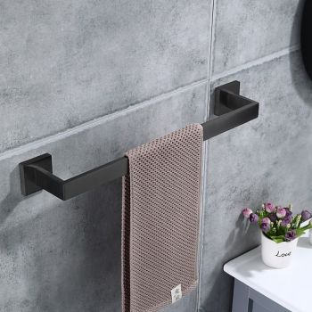 Bath Towel Bar,SUS304 Stainless Steel Towel Rack for Bathroom,Bathroom Accessories Towel Rod Heavy Duty Wall Mounted Towel Holder (Matte Black) Bath Hardware