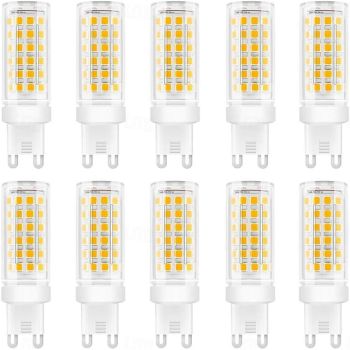 10pcs G9 LED Bulbs 9W Equivalent to 90W Halogen Bulb 360 Beam Angle BulbNo Flickering