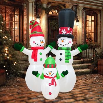 1 Pc 2.5M * 2.25M 2025 Christmas Snowman Family of Three with Lights Inflatable Air Model Indoor and Outdoor Courtyard Garden Lawn Party Christmas Atmosphere Decorative Light EU/US/UK/AU Plug