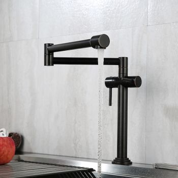 Foldable Kitchen Sink Mixer Faucet Deck Mounted, 360 Swivel Folding Single Handle Kitchen Vessel Taps  Pot Filler