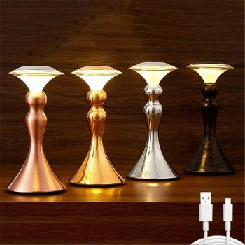 LED Desk Light Touch Controlled Reading Light Bar Metal Table Lamp Portable Battery Table Retro Night Light LED Restaurant Bedroom Bedside Restaurant USB Charging Light 1PC