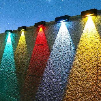 Solar Wall Wash Light RGB/Warm Lighting Outdoor Waterproof High Brightness Solar Wall Lamp Garden Yard Balcony Fence Garage Porch Wall Decoration 1/2/4pcs
