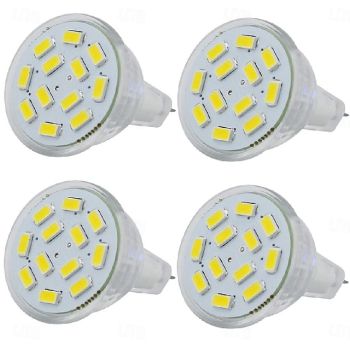 3W MR11 GU4 Led Bulb 300LM 3000K 6000K AC/DC12-24V Low Voltage Bulb Spotlight for Outdoor Landscape Track Lighting Non-Dimmable (4 pcs)