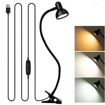 LED Clip Lamp USB Powered for Bedroom & Living Room – Eye Protection, Reading & Learning Light, Small Tube Design 1PC