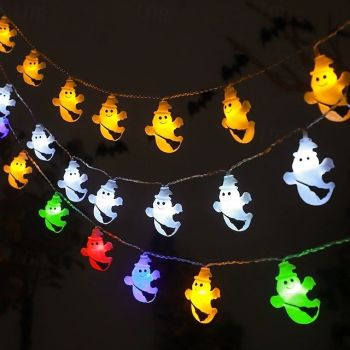 Halloween LED Pumpkin Ghost String Light Evil Cat Light 10/20LED Ghost Party Haunted House Home Bar Balcony Porch Atmosphere Decoration