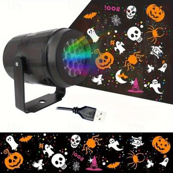 1pc Halloween Projection Light Pumpkin Skull Web Ghost Spider Halloween Indoor and Outdoor Atmosphere Decorative Light