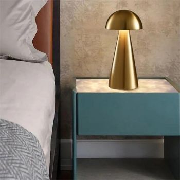 Led Mushroom Table Lamp Touch Dimming Tri-color Retro Bedroom Bedside Desktop Usb Rechargeable Night Light Reading Lights for Hotel Restaurant Bar Bedroom Lamp