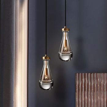 LED Pendant Lights Brass Glass Kitchen Island Lighting Modern Farmhouse Foyer Entryway Light Fixtures Ceiling Hanging Light Over Table Cord Adjustable 1PCS 110-240V