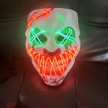 1 Pc 30 * 20CM Halloween New LED Luminous Clown Mask Halloween Fun Party COS Adult Makeup Cold Light Mask AA Battery Box