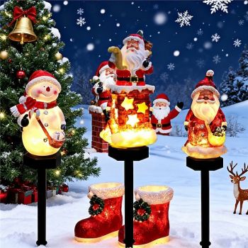 Led Solar Outdoor Christmas Lawn Light Resin Floor Plug Cartoon Animal Decoration Garden Courtyard Landscape Light  1PC