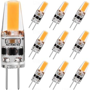 10pcs G4 LED Bi-pin Bulbs 2W Equivalent to 20W T3 JC Type Bi-Pin G4 Base Halogen Bulb AC/DC 12V Daylight White 6000K G4 Bulb for Under Cabinet Light Ceiling Light RV Boats Outdoor Landscape Lighting