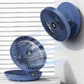 Portable Wall-Mounted Table Fan-3 Speeds, Silent Brushless Motor, Desktop Small Fan USB Type-C Charging, Foldable Air Cooler for Home, Office & Travel 1pc