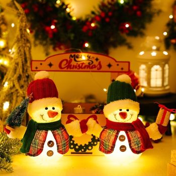 Christmas LED luminous snowman figurine indoor bedroom living room dining room study desk decoration light 8.27Inch