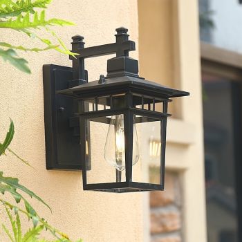 Outdoor Light Fixtures Wall Mount Aluminium Waterproof Exterior Wall Lantern, Anti-Rust Outside Black Wall Sconce Porch Lights for House Garage, Doorway, Bulbs Included Warm White